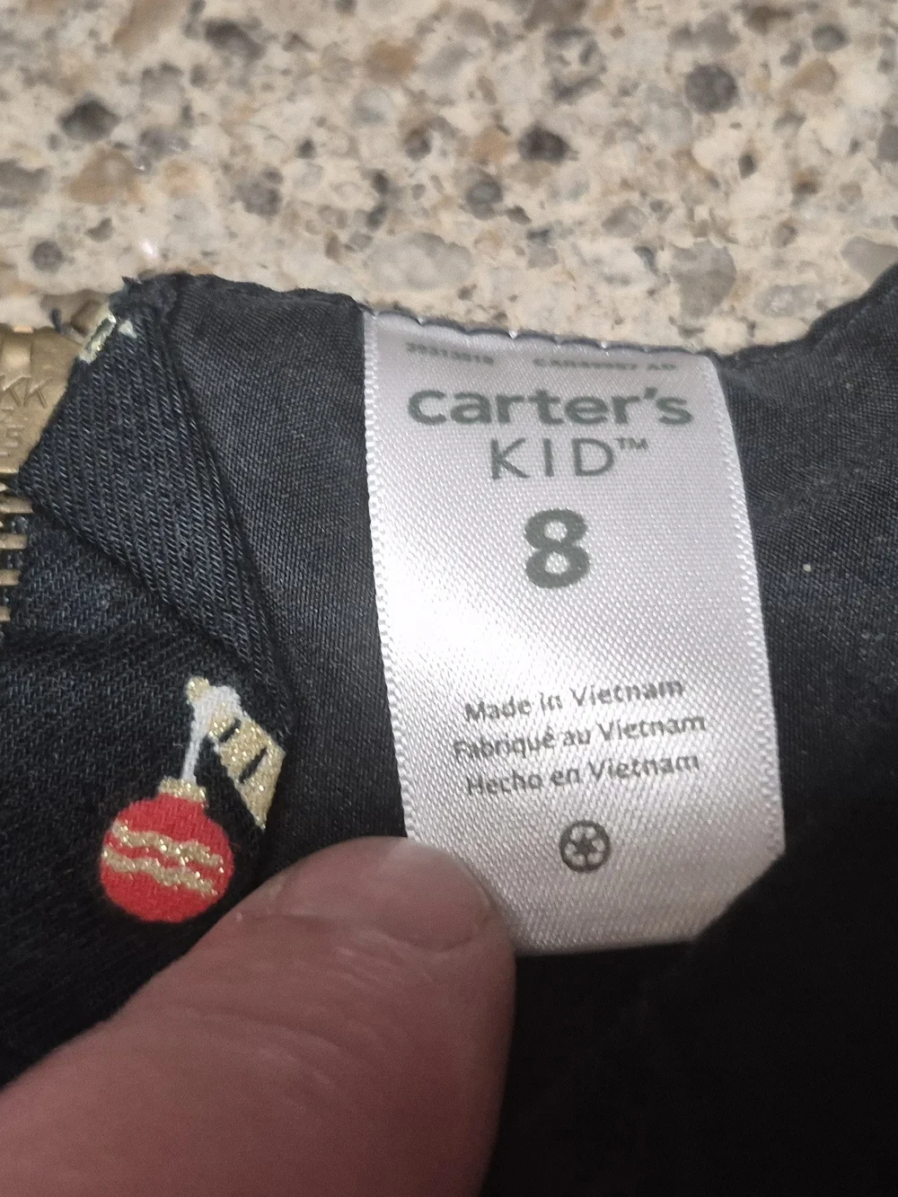 Carter's Kid Girls Size 8 Christmas Unicorn Dress Black Gold Glitter Holiday